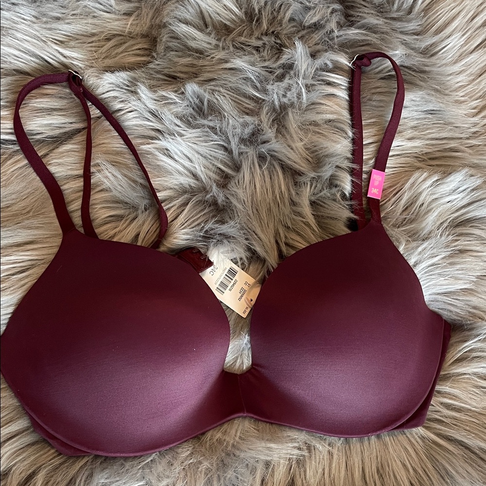 PINK Victoria's Secret Deep wine Burgundy PushUp Bra 34C